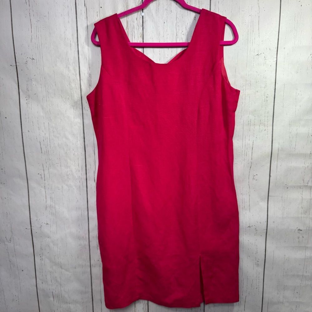Vintage Gantos Hot Pink Linen Blend Sheath Dress Lagenlook Minimalist Preppy 12